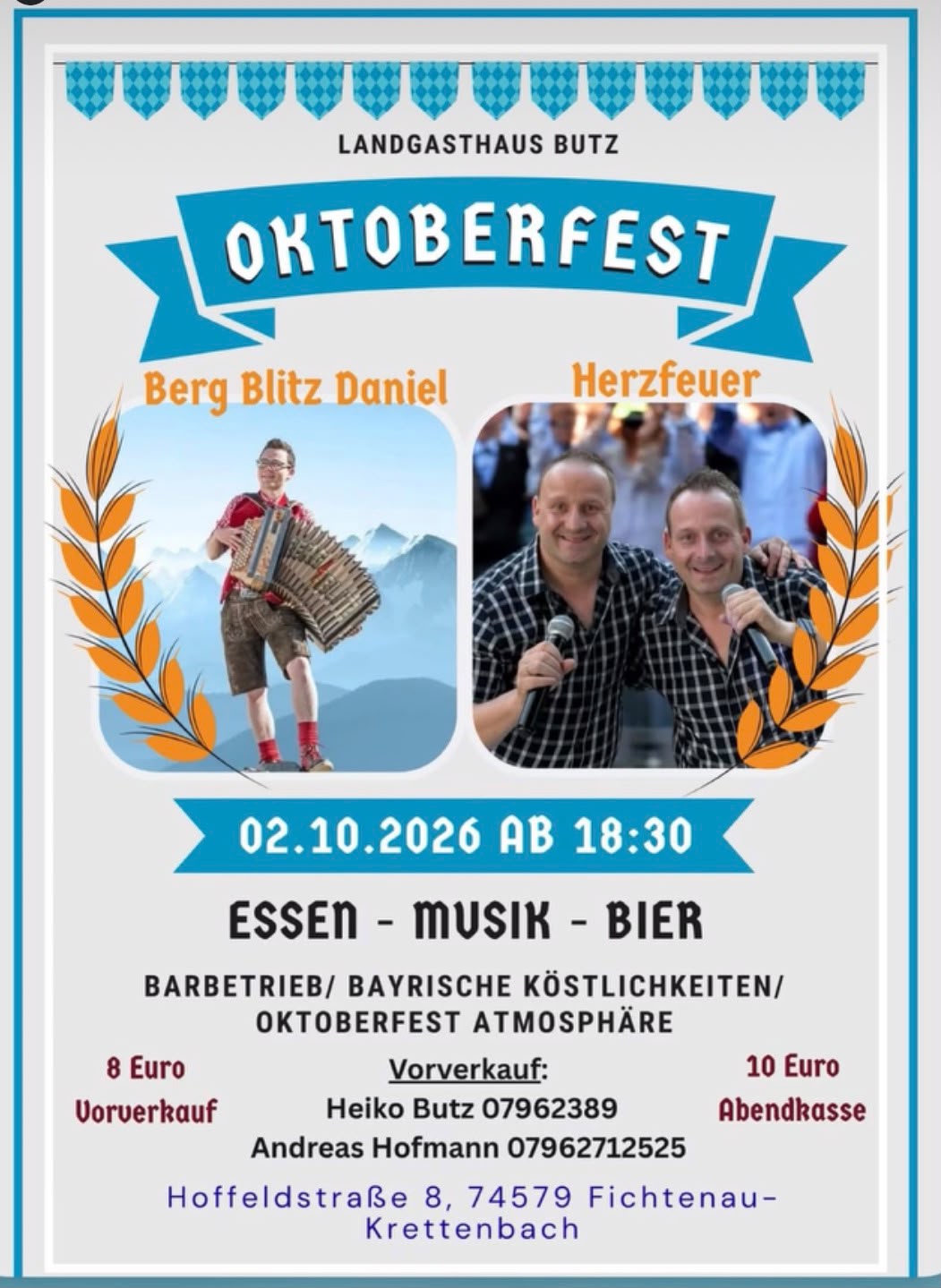 Oktoberfest mit Bergblitz Daniel und HerzFeuer